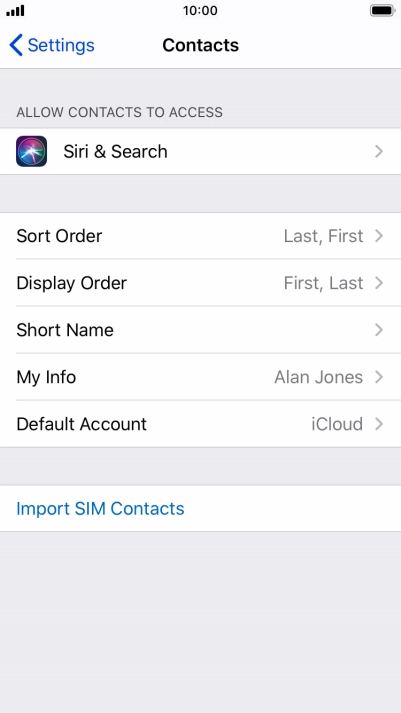 Press Import SIM Contacts.