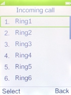 Highlight the required ring tones to hear them.