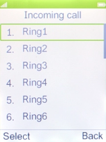 Highlight the required ring tones to hear them.