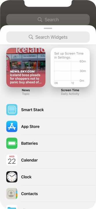 Press the required widget.