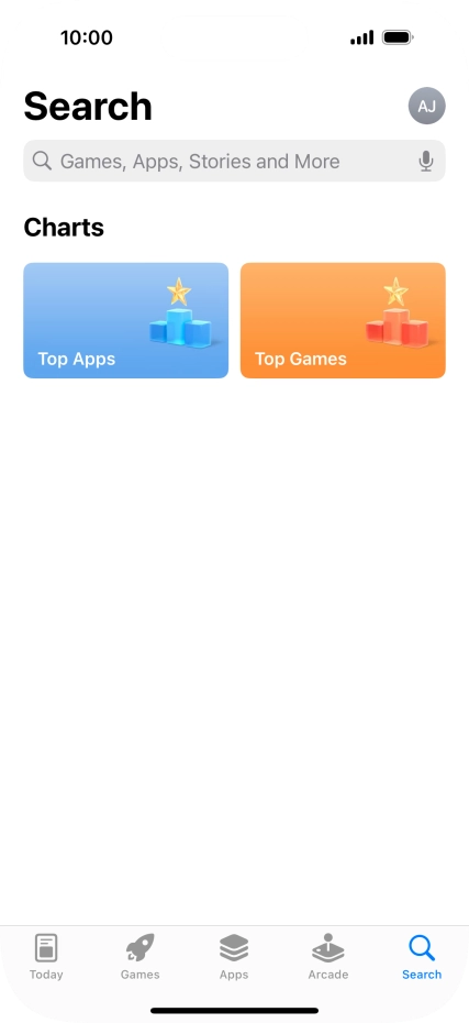 Press the search field and key in the name or subject of the required app.