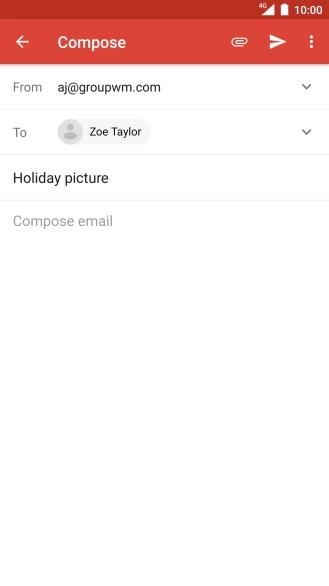 Press the text input field and write the text for your email message.