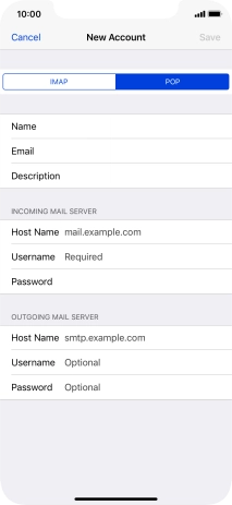 Press Host Name and key in the name of your email provider's incoming server.