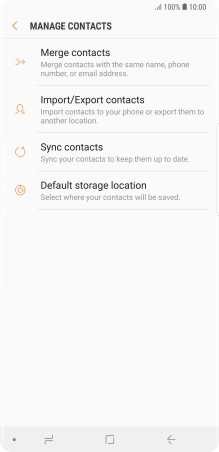 Press Import/Export contacts. Press Import/Export contacts.