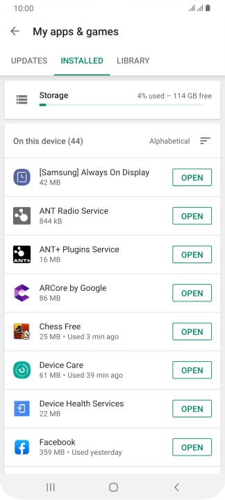 Press the required app.