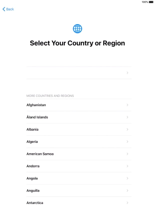Press the required country or area.