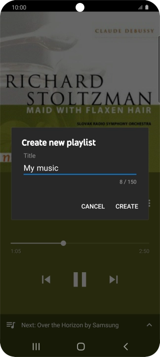 Key in a name for the playlist and press CREATE.