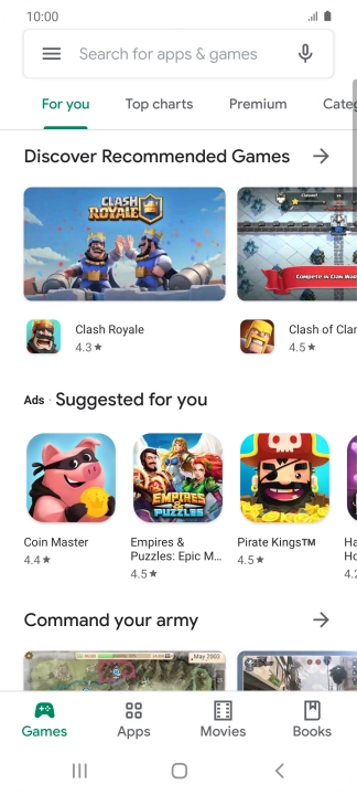 Press the search field.