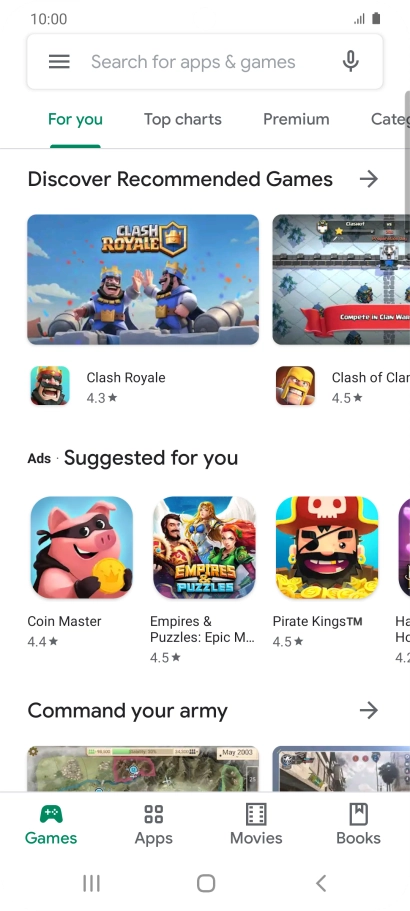 Press the search field.