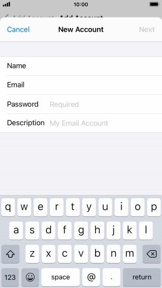 Press Password and key in the password for your email account.