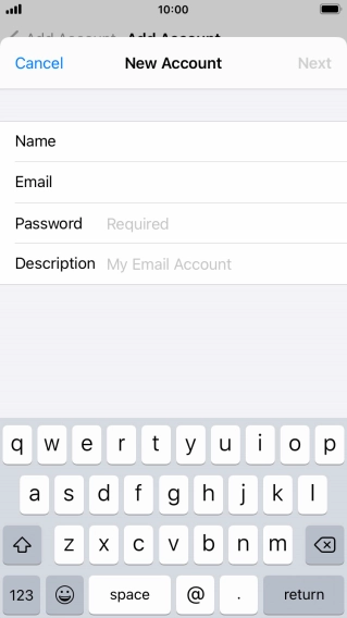 Press Password and key in the password for your email account.