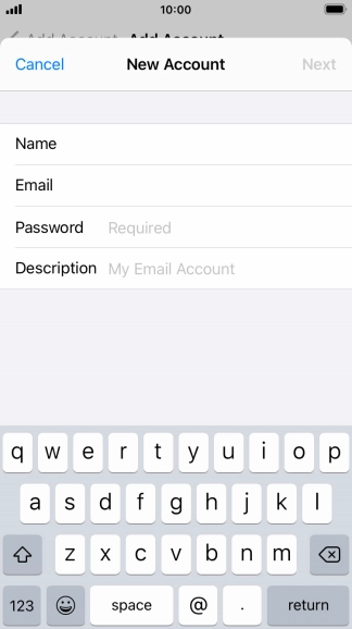 Press Password and key in the password for your email account.