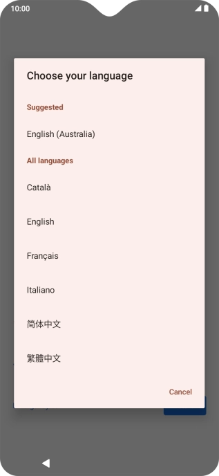 Press the required language.