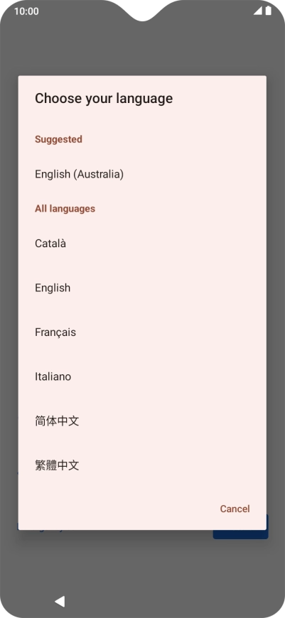 Press the required language.