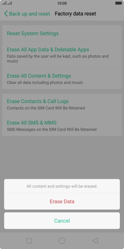 Press Erase Data.