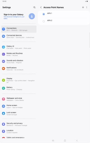 Press the field next to the data connection to activate it. Press the field next to the data connection to activate it.