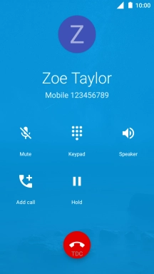 Press the end call icon.