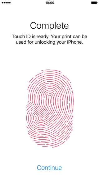 Press Continue. If you haven't previously selected a phone lock code, key in a code of your own choice twice.
