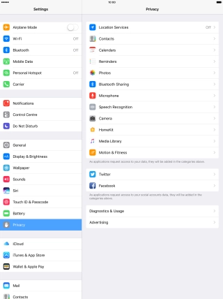 Press Location Services.