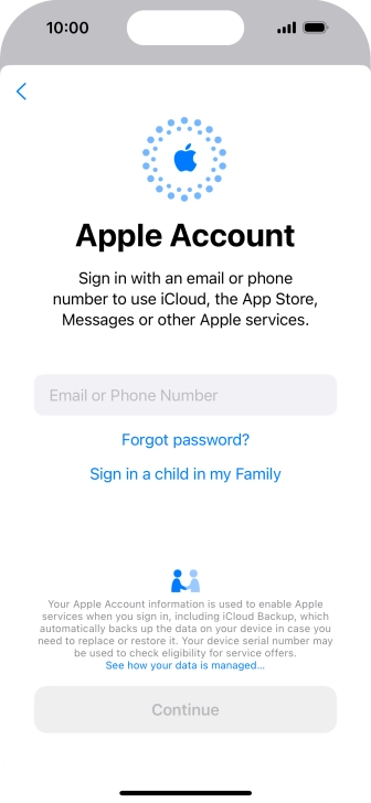 Press Email or Phone Number and key in the username for your Apple ID.
