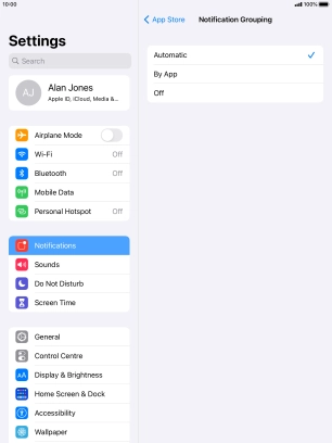 Press the required setting. Press the required setting.