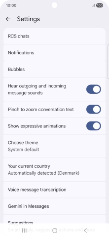 Press Gemini in Messages.