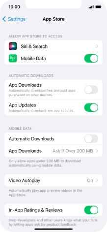 Press the indicators next to the required content types to turn the function on or off.