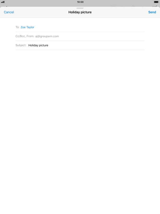 Press the text input field and write the text for your email message. Press the text input field and write the text for your email message.