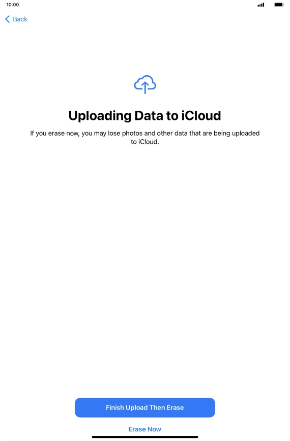 Press the required setting.