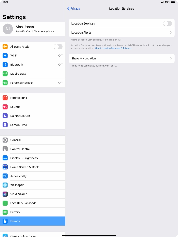 Press the indicator next to 