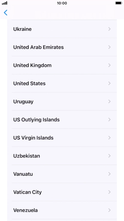Press the required country or area.