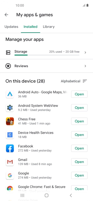 Press the required app.