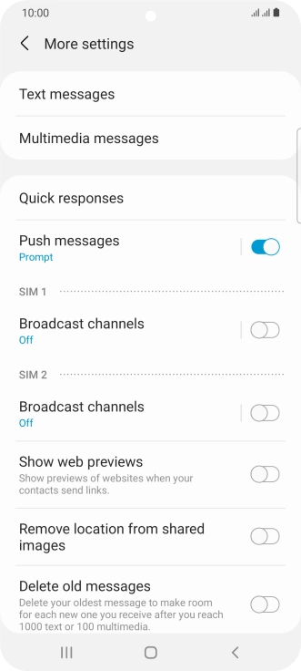 Press Text messages.