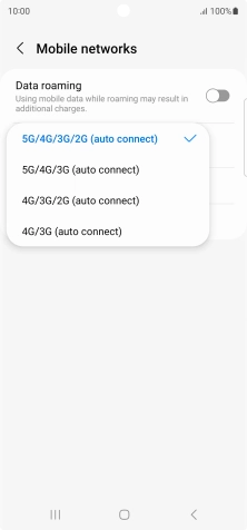 Press the required network mode.