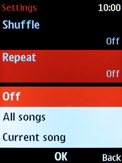 Select the required setting.