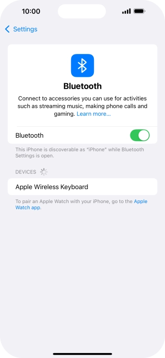 Press the required Bluetooth device and follow the instructions on the screen to pair the device with your phone.