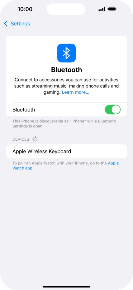 Press the required Bluetooth device and follow the instructions on the screen to pair the device with your phone.