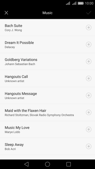 Press the required audio file.