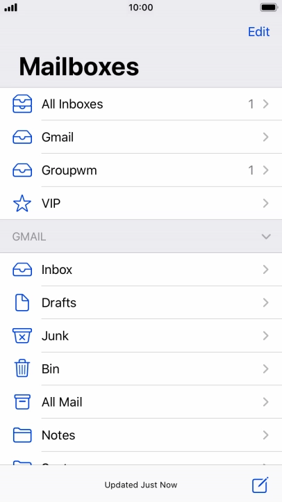 Press the required email account.