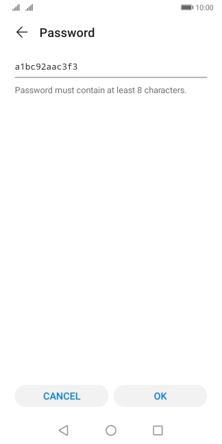 Key in the required Wi-Fi hotspot password and press OK.