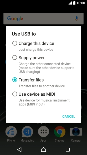 Press Transfer files.