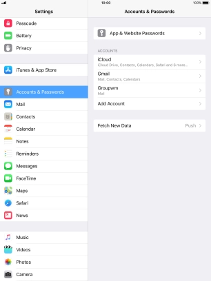 Press the name of the email account you've just set up. Press the name of the email account you've just set up.