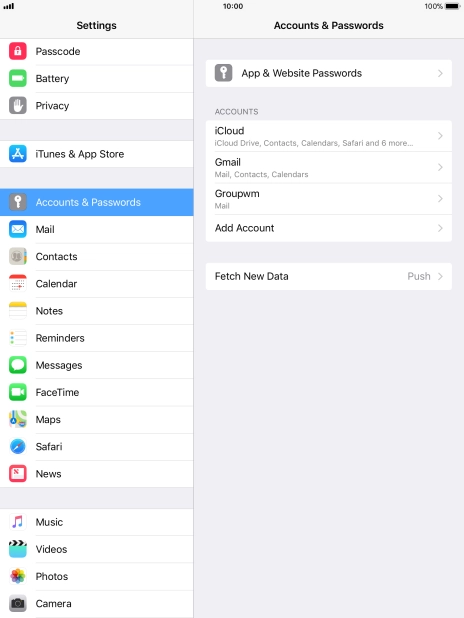 Press the name of the email account you've just set up. Press the name of the email account you've just set up.