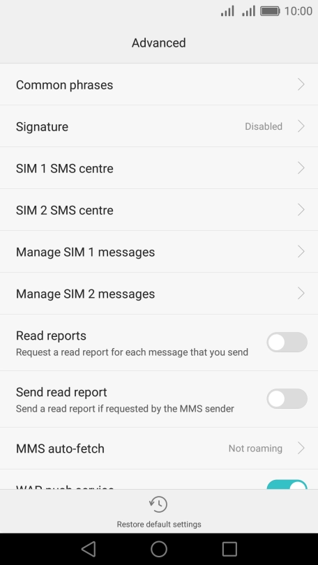 Press SIM 1 SMS centre.