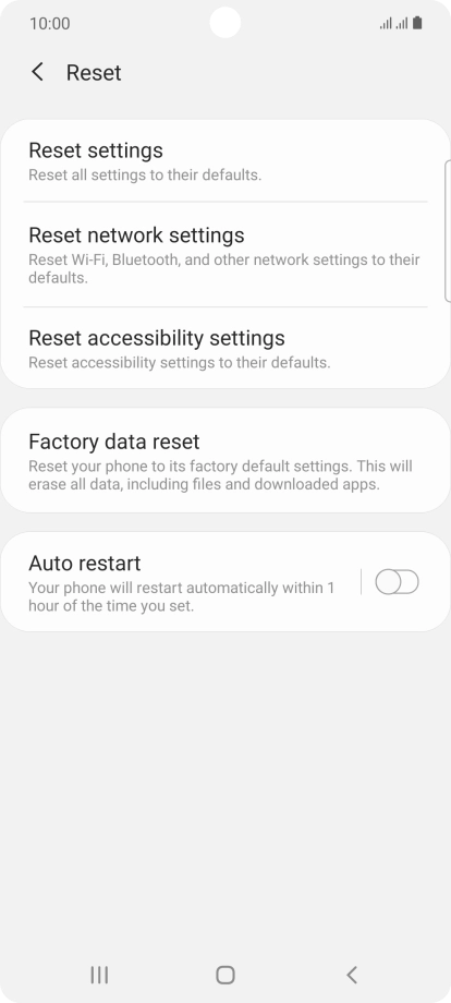 Press Factory data reset.
