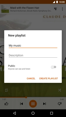 Key in a name for the playlist and press CREATE PLAYLIST.
