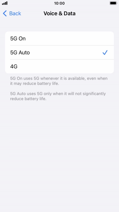 To turn on use of 5G primarily, press 5G On.