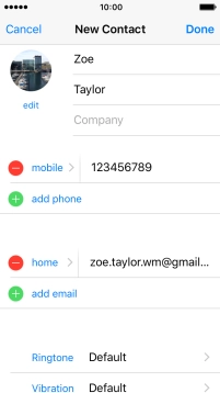 Press the field next to the email address.