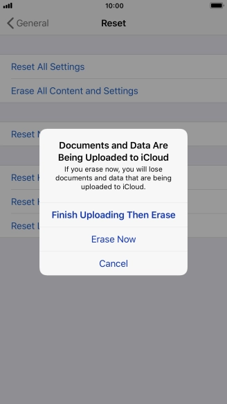 Press the required setting.