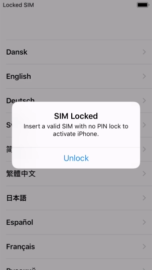 If your SIM is locked, press Unlock.